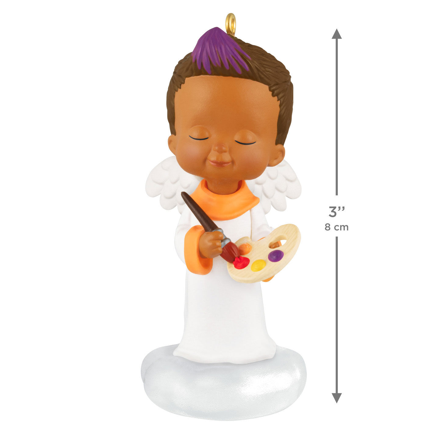 Dark Skin Angel Painter Keepsake Ornament measurement image number 3