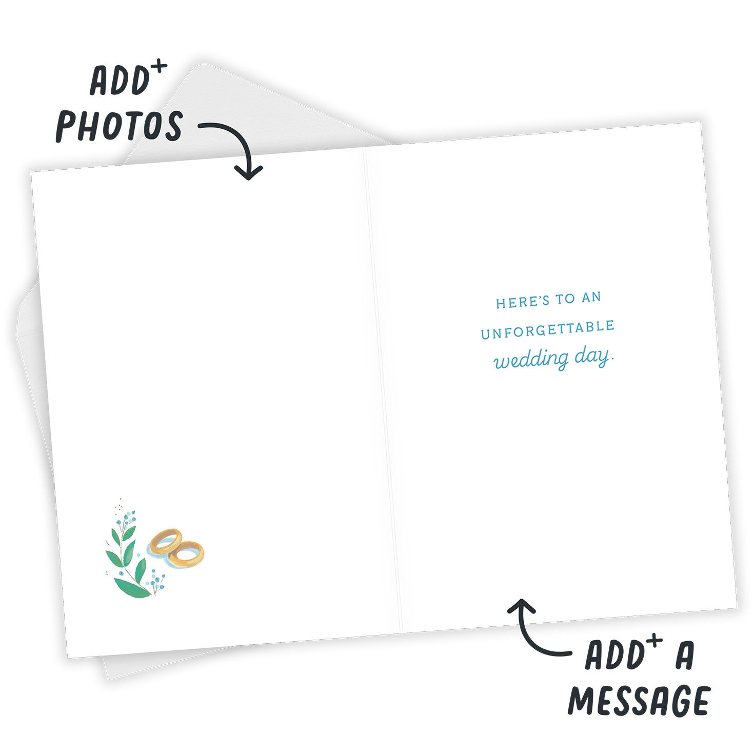 Cheers Champagne Bottle Personalized Wedding Card Open Card with Envelope indicating personalization image number 3