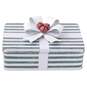 Holiday Striped Present Tin With Metal Bow and Bells, , large image number 1