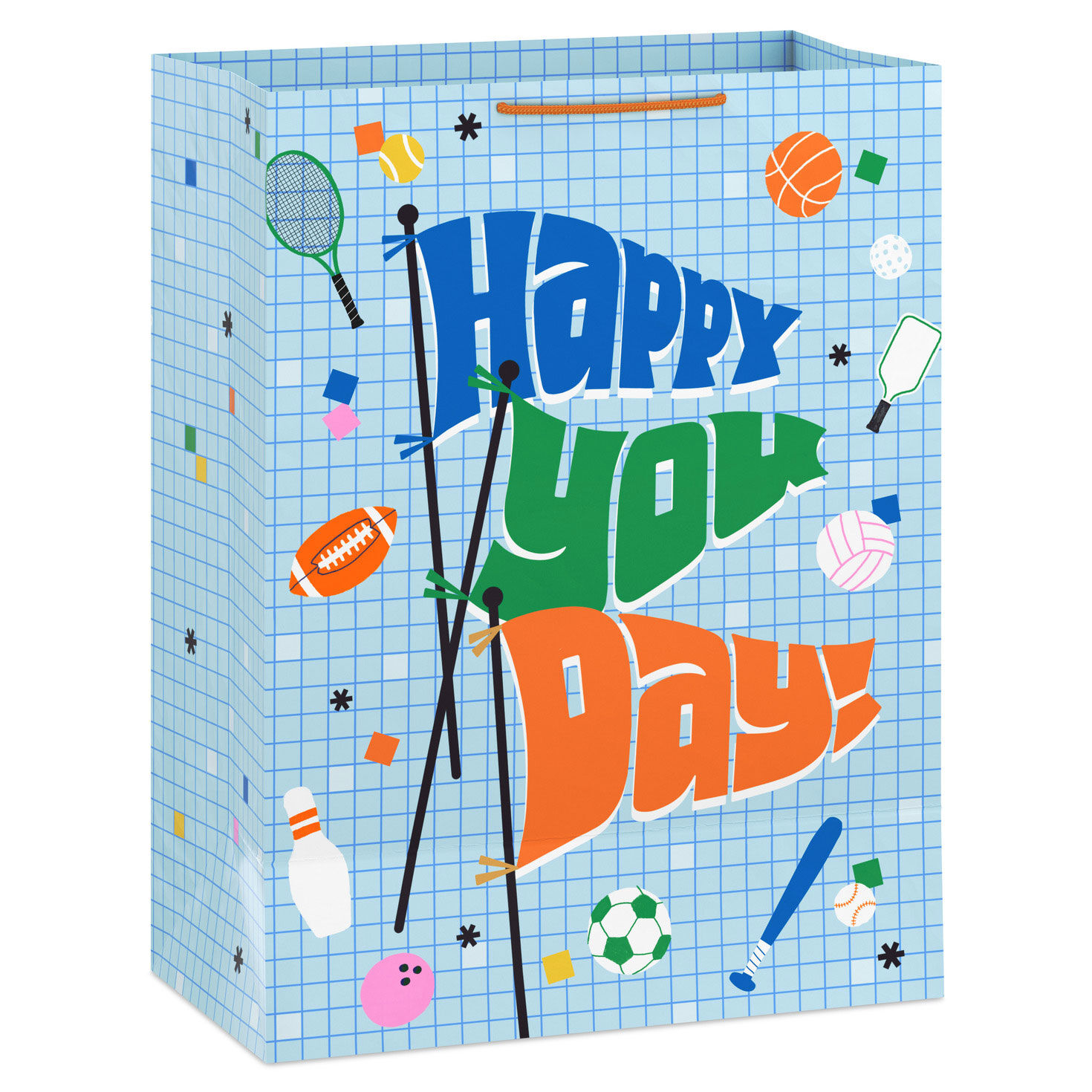 Sporty Flags on Blue Jumbo Gift Bag back image number 6