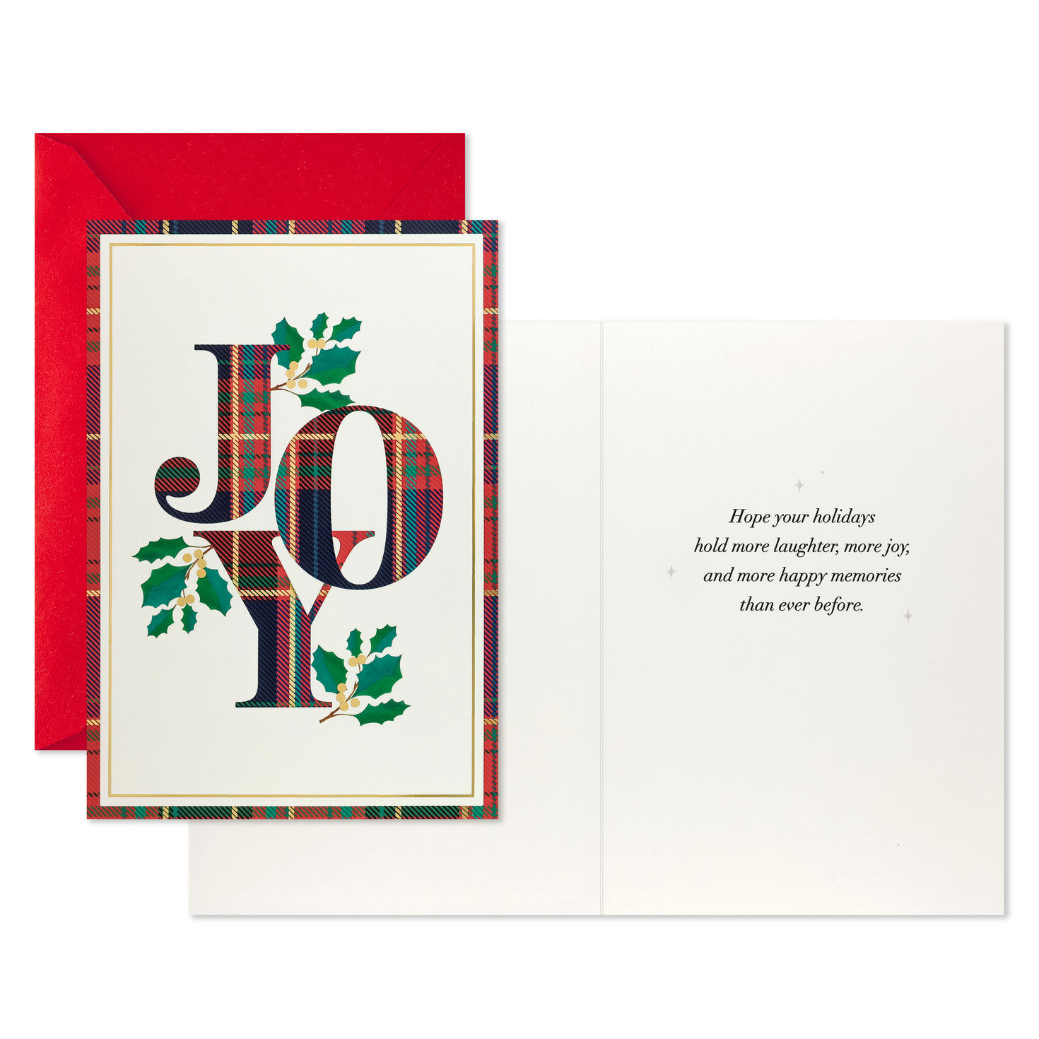 Festive Plaid Lettering Boxed Christmas Cards Card Front with Sentiment image number 3
