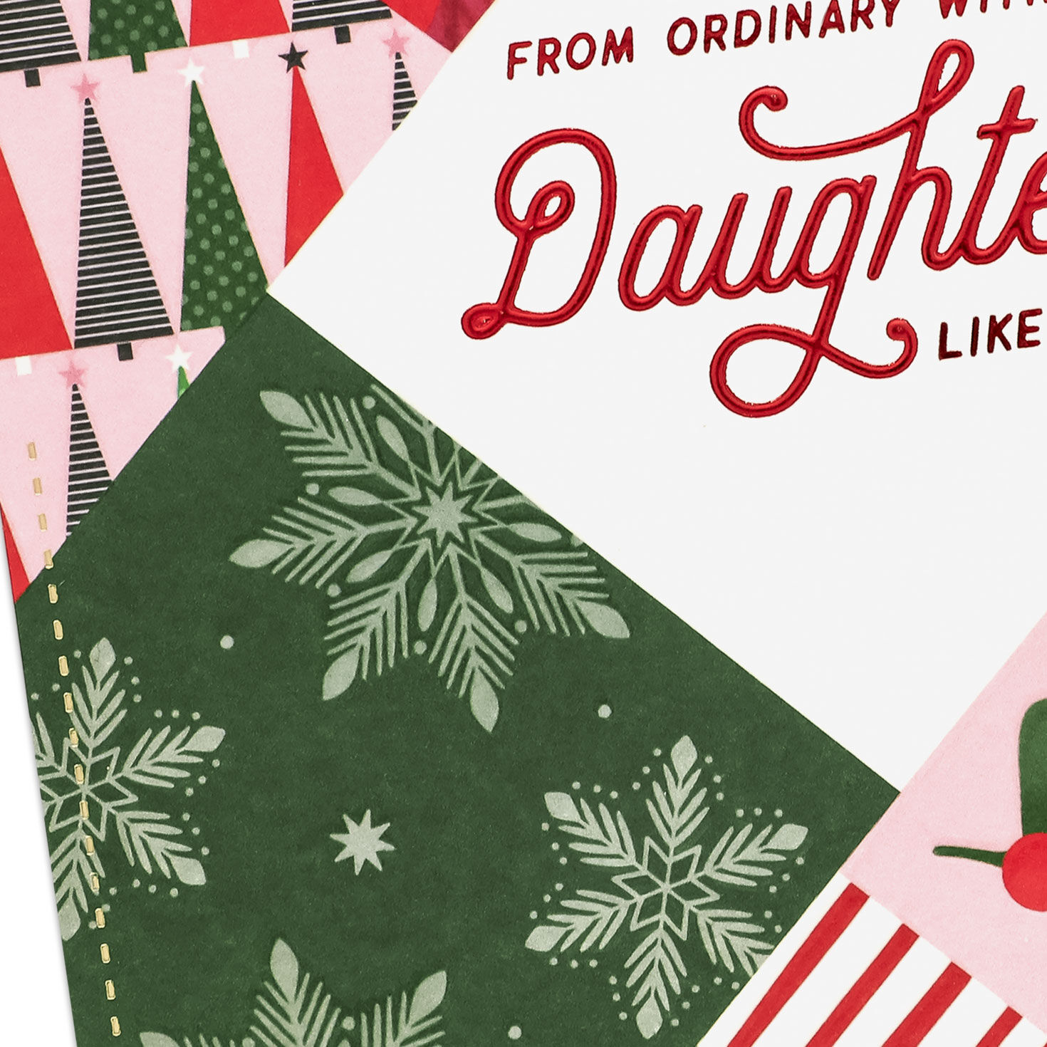 Patchwork Poinsettia Christmas Card for Daughter Card Front Detail image number 5