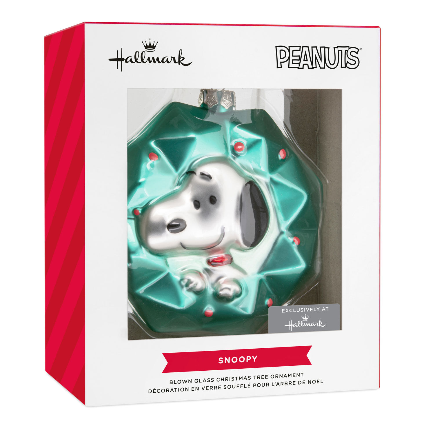 Snoopy in Green Wreath Christmas Ornament  image number 7