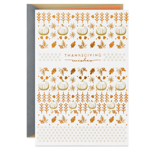 Pumpkins and Fall Leaves Happy Thanksgiving Card, 