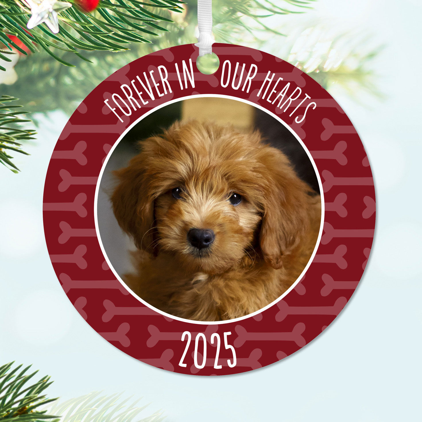 Pet Memorial Round Metal Personalized Ornament, Custom Photo and Text, , large image number 2