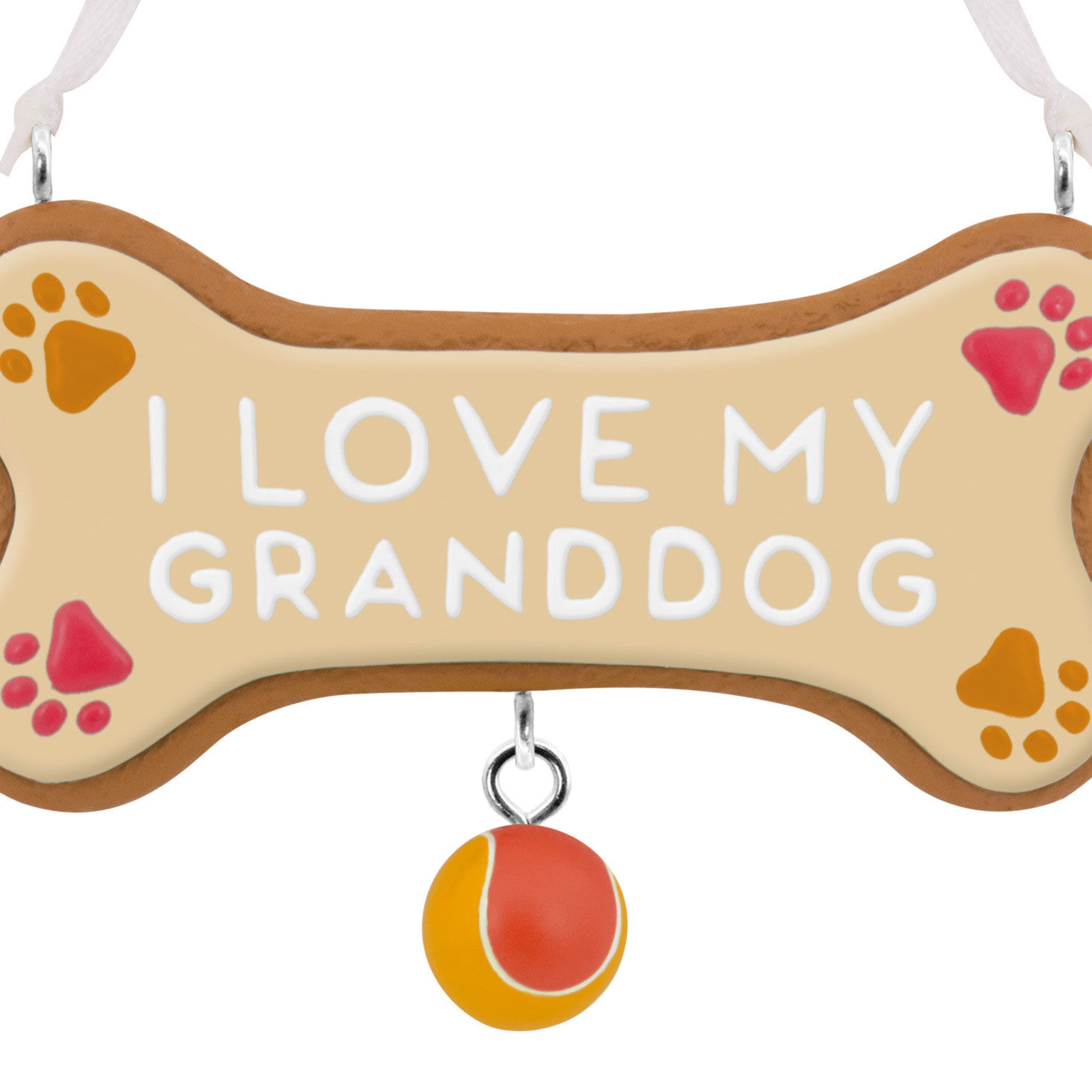 Love My Granddog Bone Christmas Ornament closeup detail image number 5