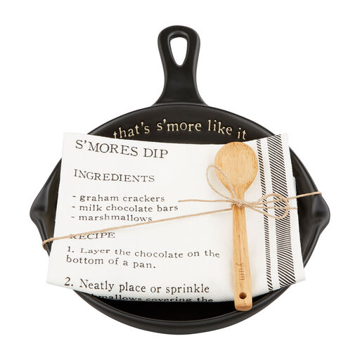 Mud Pie S'mores Skillet, Spoon and Towel, Set of 3, 