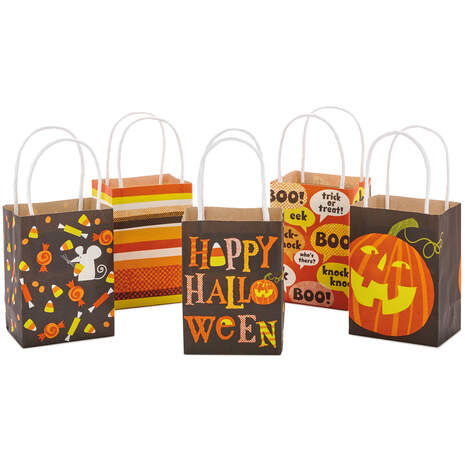 5.5" Mini Halloween Gift Bags 5-Pack Assortment, , large