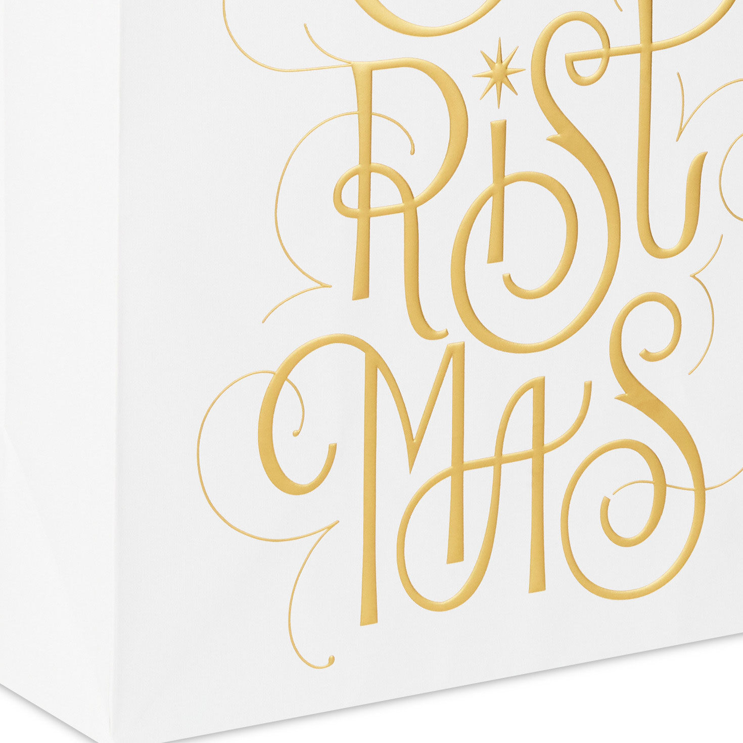 Merry Christmas Calligraphy on White Large Gift Bag Base/Side Detail image number 5