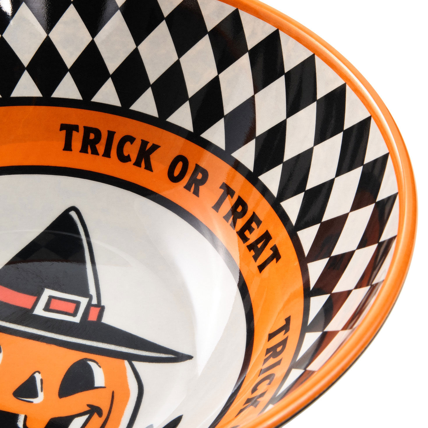 Vintage Jack-o'-Lantern Serving Bowl upclose detail image number 3