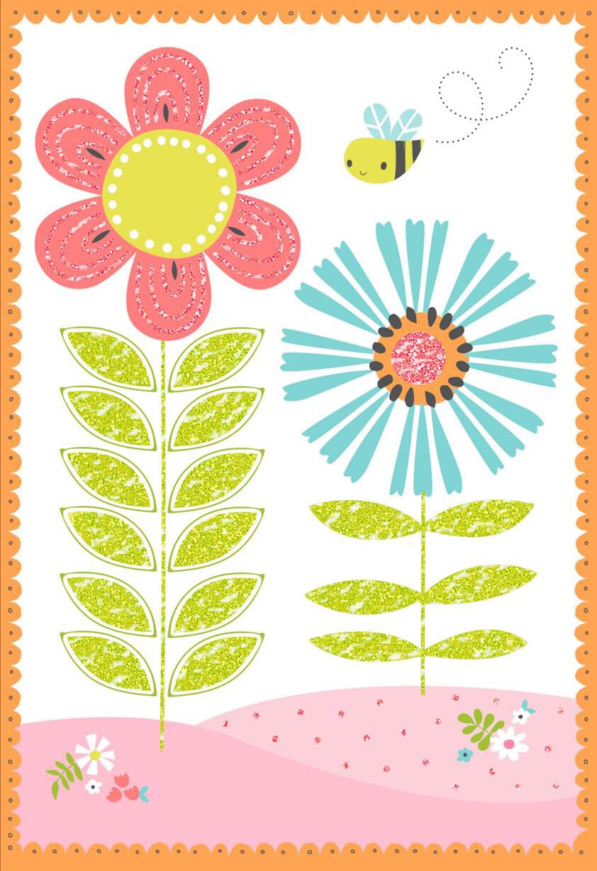 Flowers and Bees Blank Card