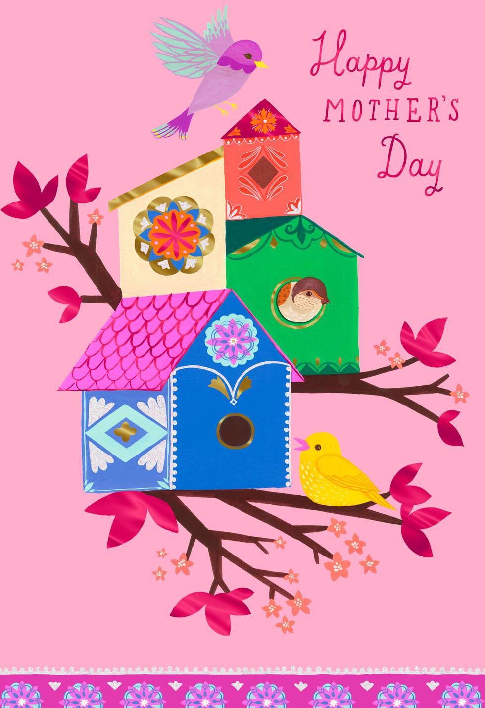UNICEF Birds in Bird Houses Mother's Day Card