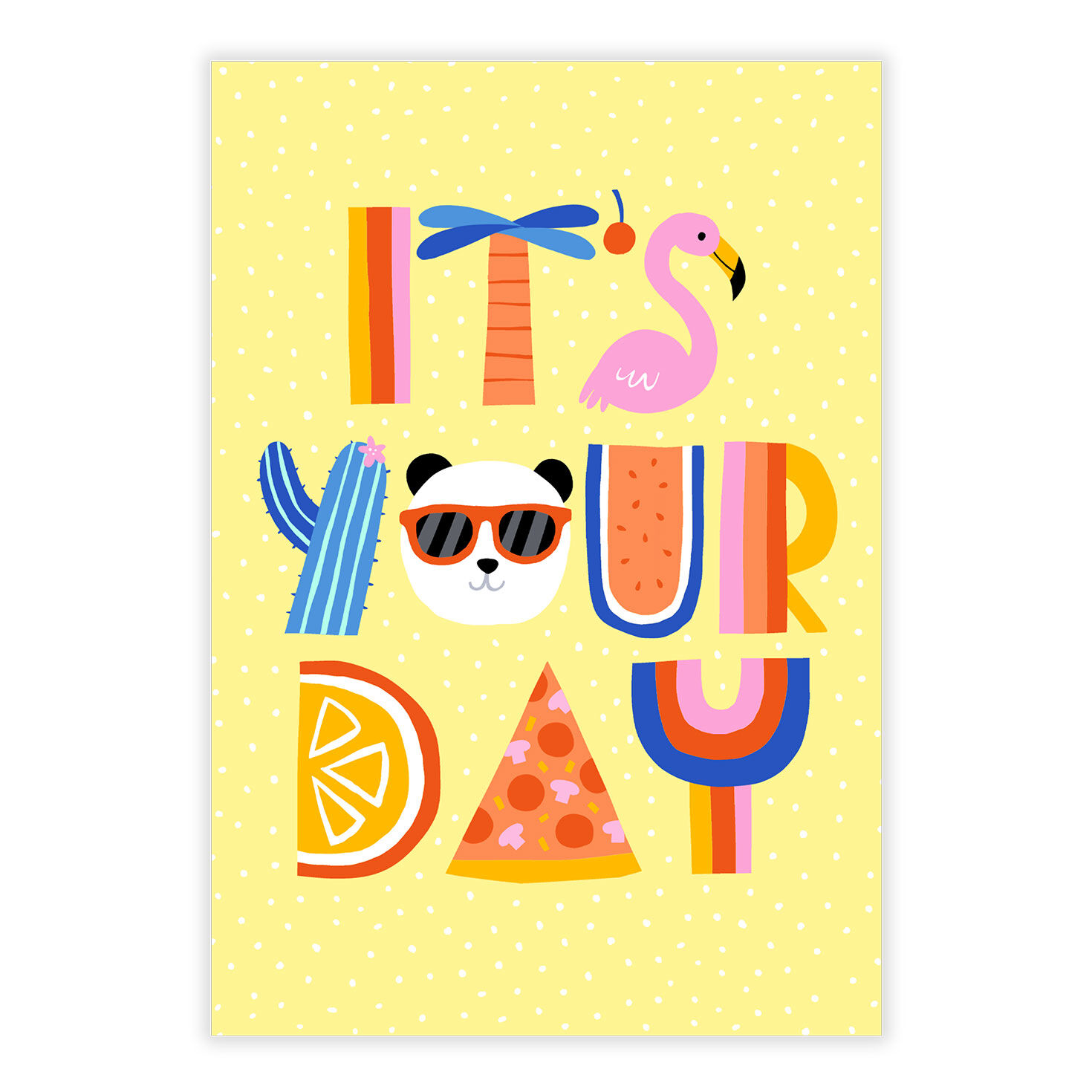 Icons Striped Letters Personalized Birthday Card front image number 2