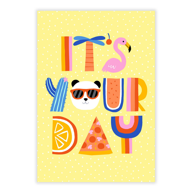 Icons Striped Letters Personalized Birthday Card front image number 2