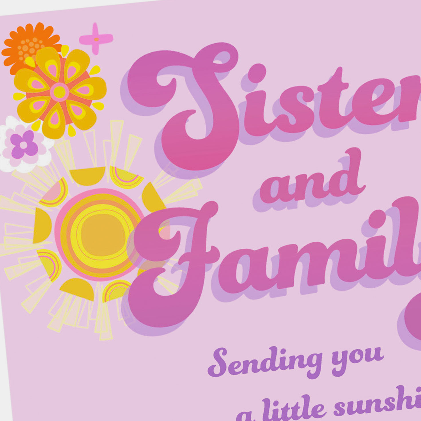 Sun with Flowers Easter Card for Sister and Family Card Front Detail image number 4
