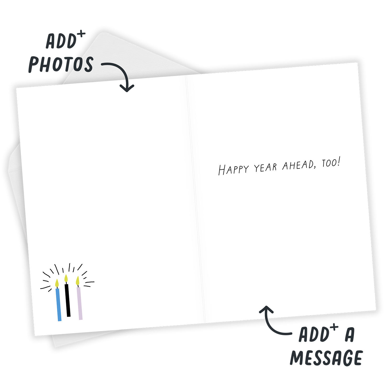 Geometric Shapes Cake Personalized Birthday Card Open Card with Envelope indicating personalization image number 3