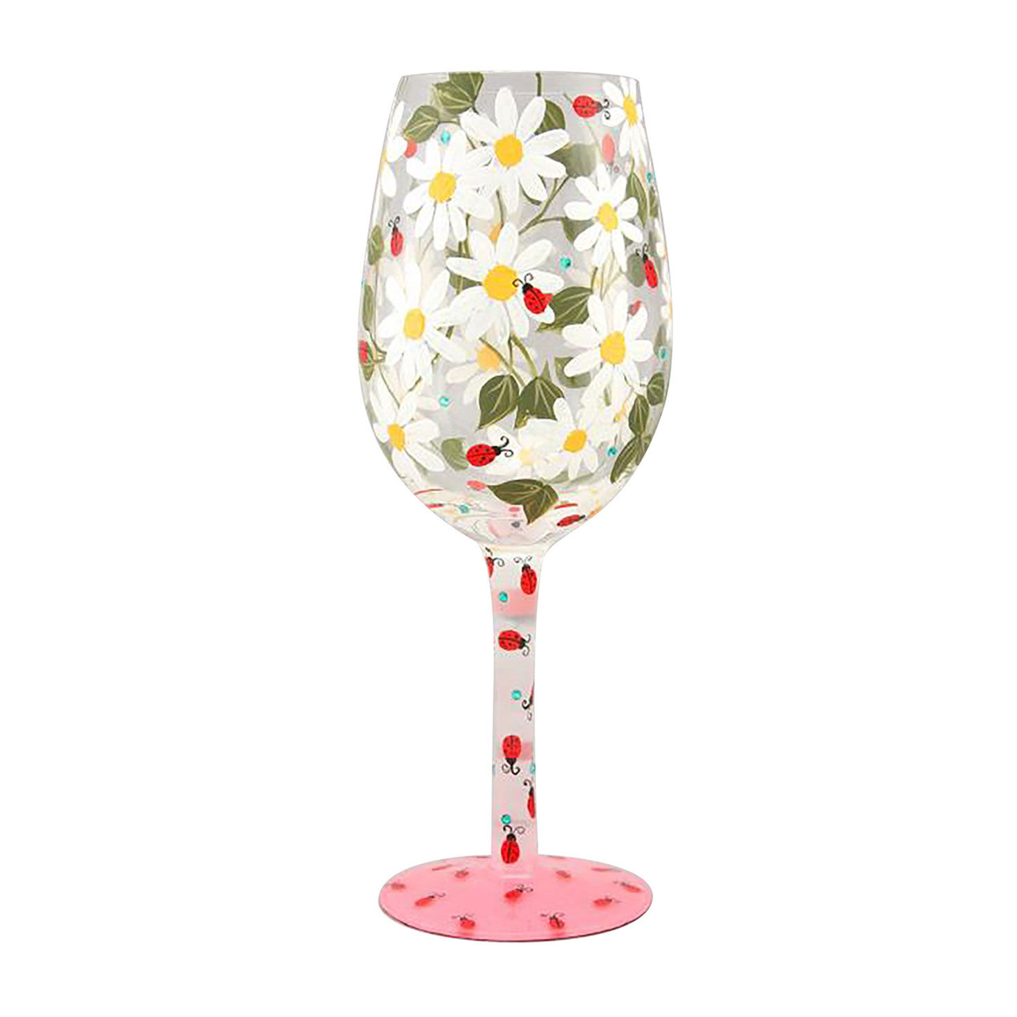 Lolita Ladybird Handpainted Wine Glass, 15 oz.