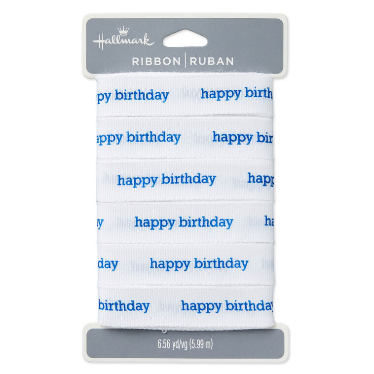 Hallmark Ribbon Happy Birthday White Grosgrain Ribbon, 19.6' - Bows & Ribbons | Hallmark