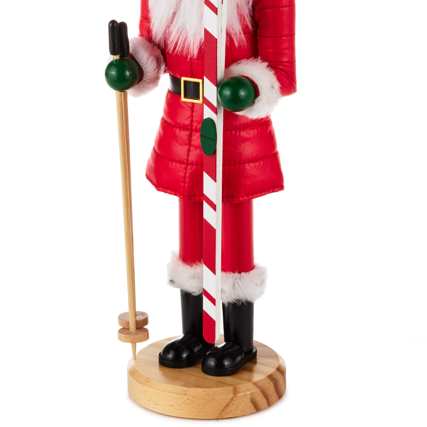 Skiing Santa Nutcracker Decoration upclose view image number 4