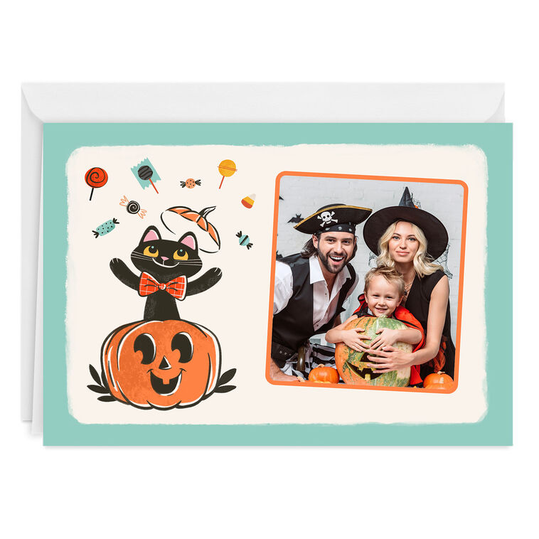 Black Cat Surprise Custom Halloween Card