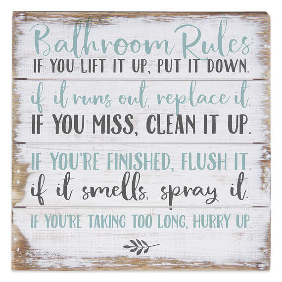 Simply Said Bathroom Rules Petite Pallet Wood Sign, 6x6