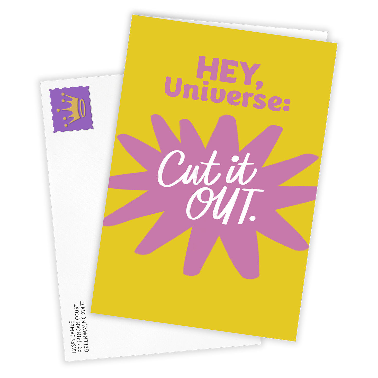 Pink Burst on Yellow Personalized Encouragement Card Card Front with Envelope image number 2