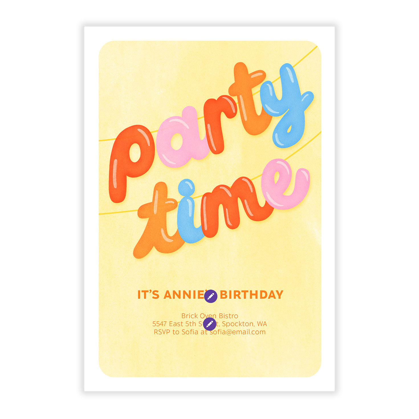 Party Time Balloon Letters Personalized Invitation front image number 5
