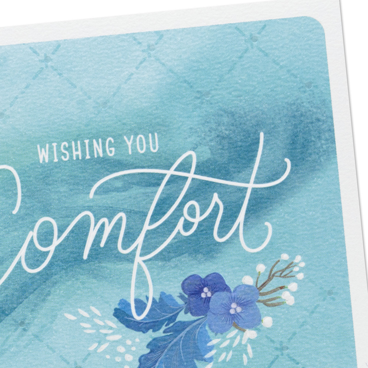 Blue Flowers and Watercolor Waves Sympathy Card Card Front Detail image number 4