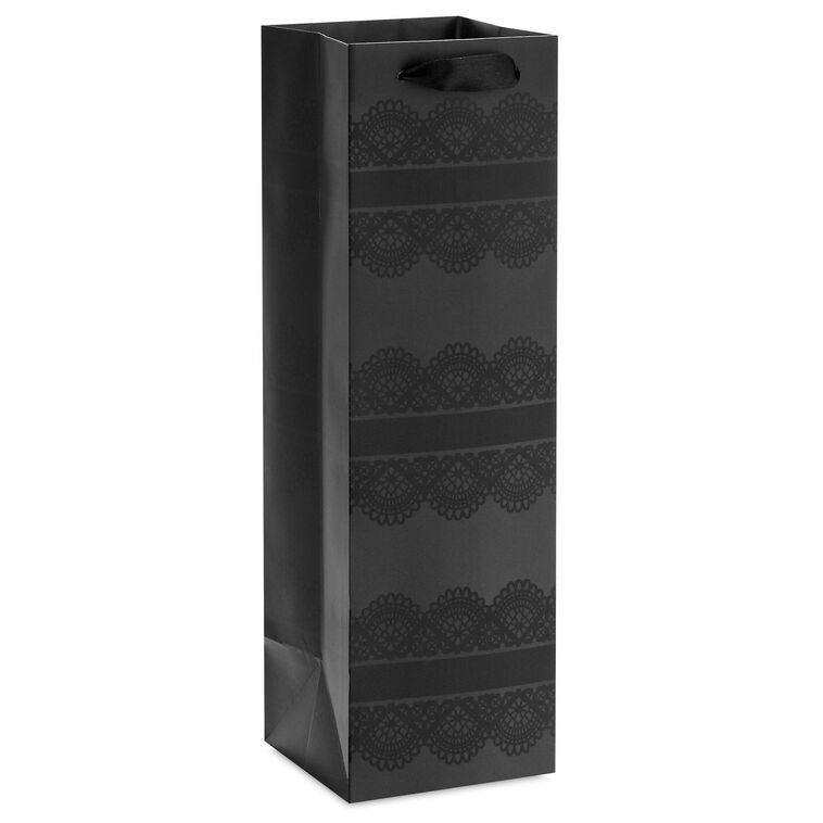 13" Black Lace Wine Gift Bag