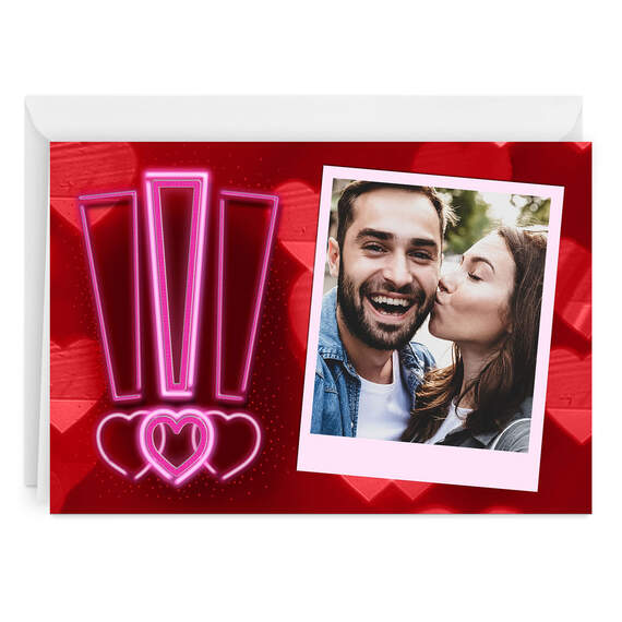 Personalized Exclamation Hearts Love Photo Card