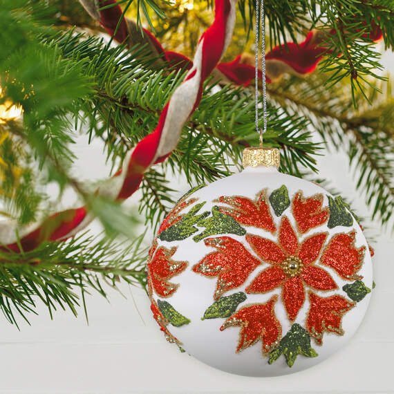 Poinsettia Ball Blown Glass Ornament, , large image number 2