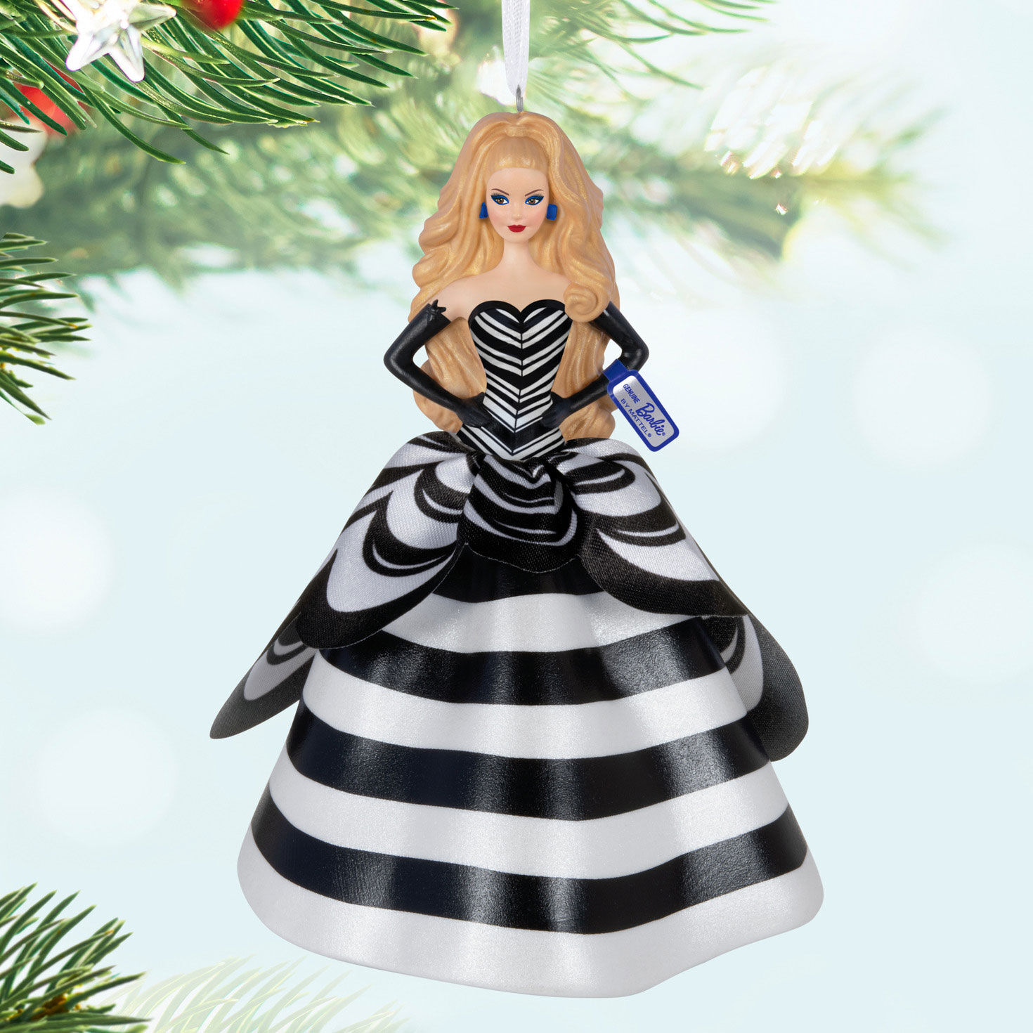 Barbie 65th Anniversary Blue Sapphire Porcelain and Fabric Ornament Keepsake Ornaments Hallmark