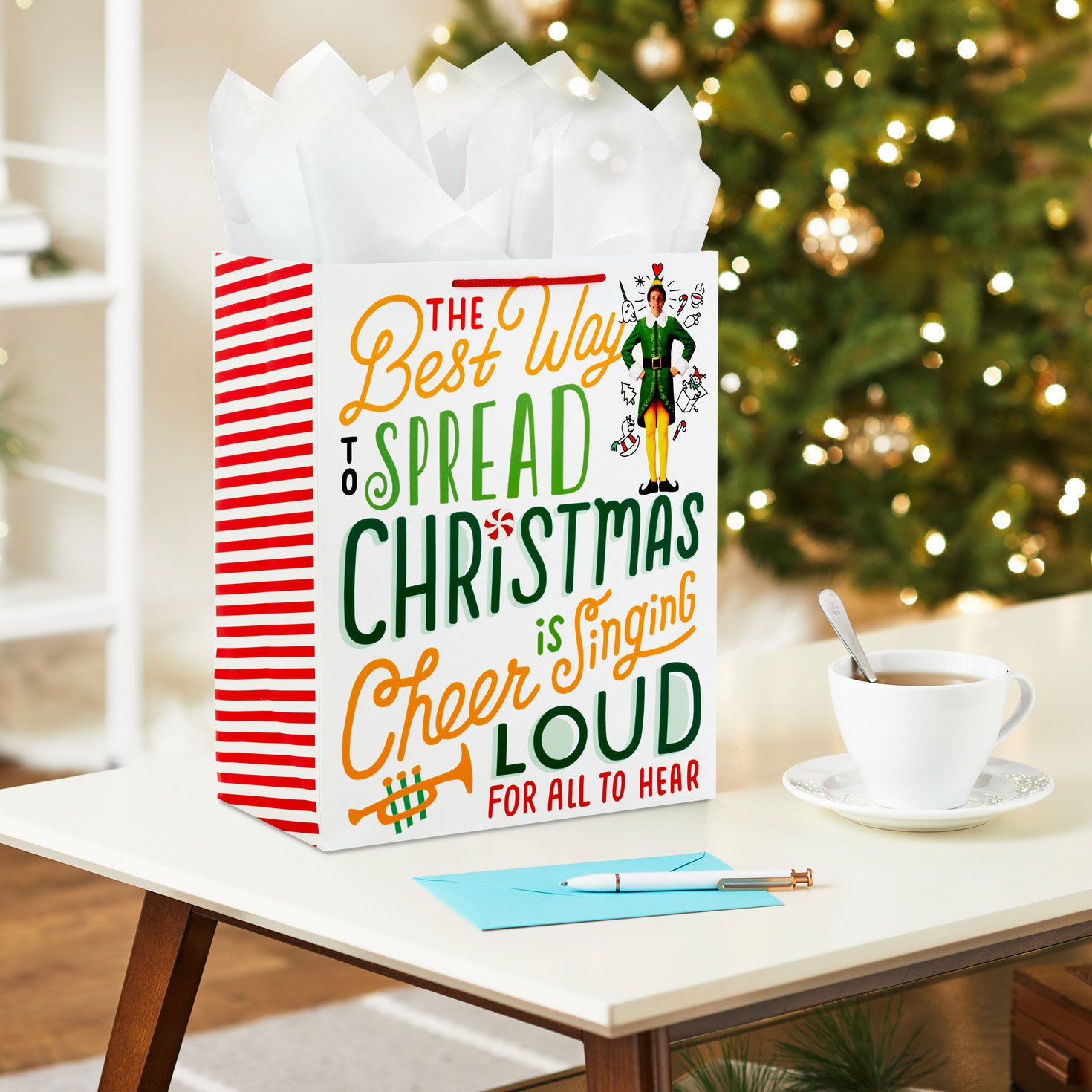 Buddy the Elf Christmas Cheer Large Gift Bag In Use image number 2