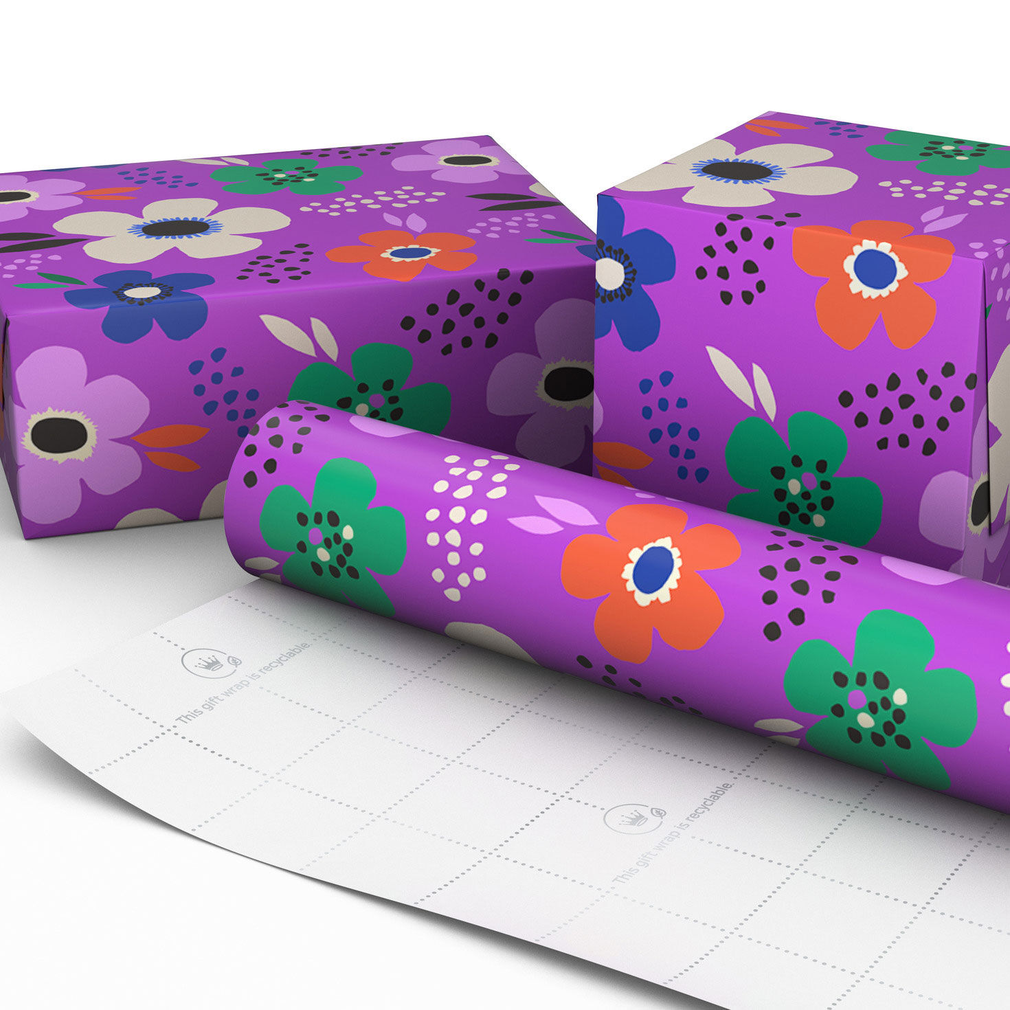 Lavender-Scented Purple Floral Wrapping Paper Roll  image number 2