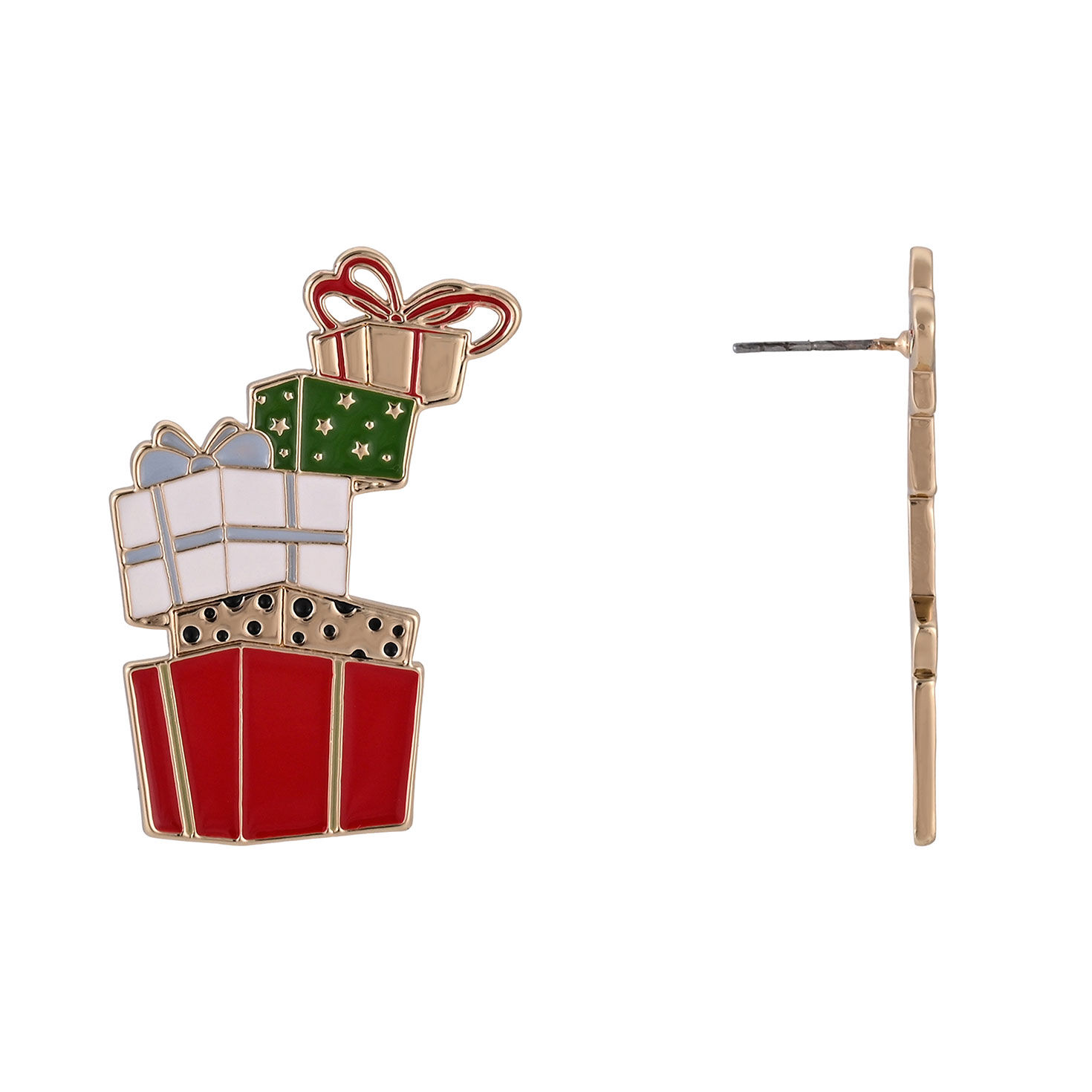 Stacked Gift Statement Earrings front and side image number 2