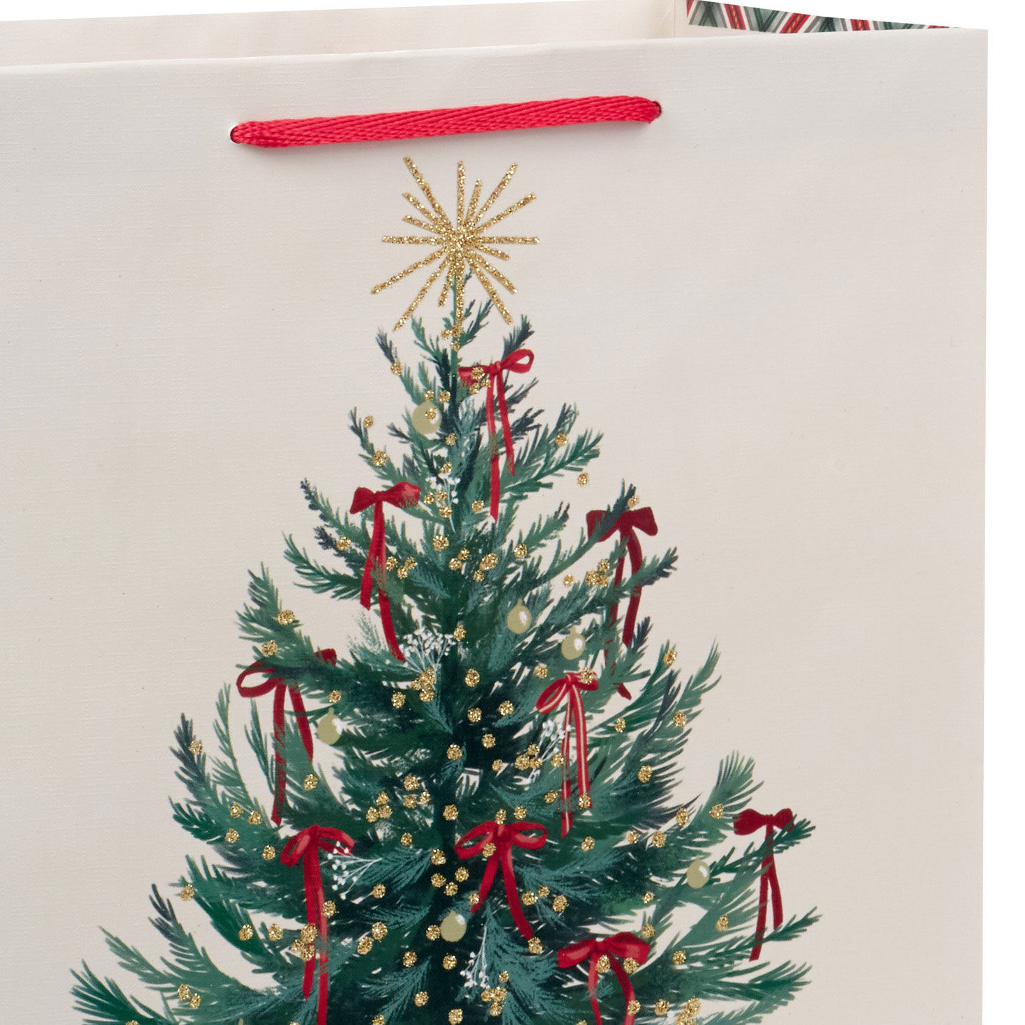 13" Evergreen With Red Bows on Cream Large Christmas Gift Bag for only USD 4.49 | Hallmark
