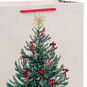 Illustrated Christmas Tree on Cream Large Gift Bag Handle Detail image number 4