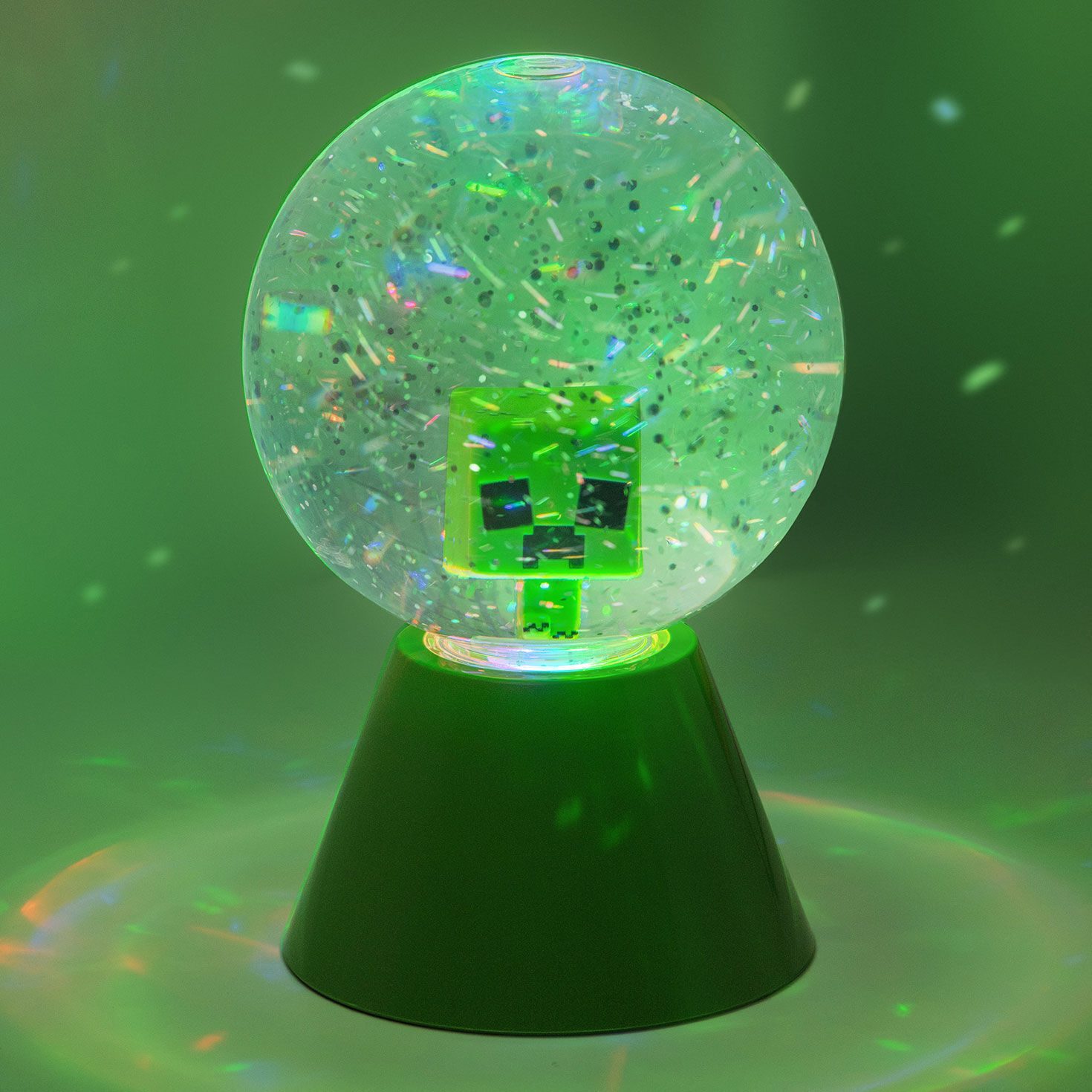 Minecraft Creeper LED Glitter Ball Light in use image number 5