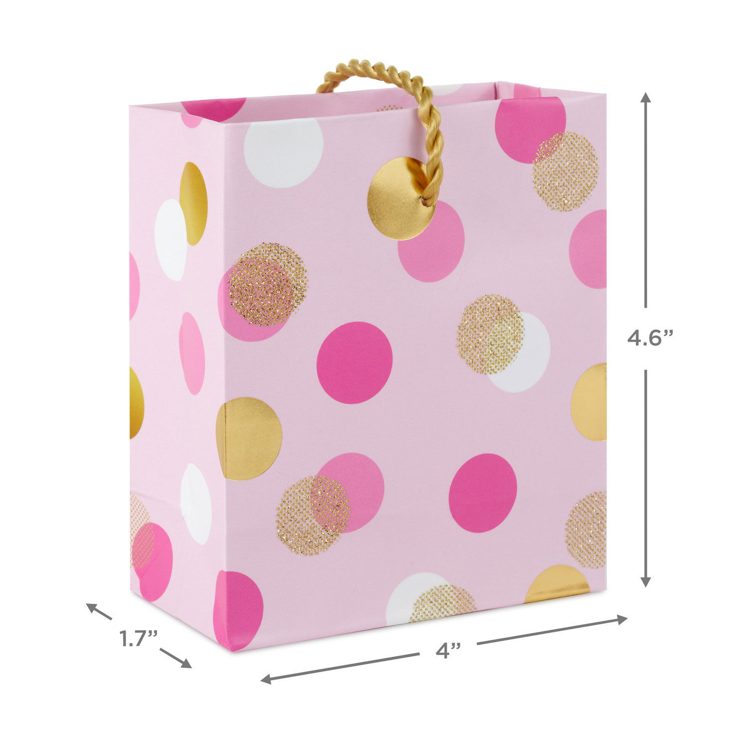 Gold and Pink Polka Dots Mini Bag for Gift Cards measurement image number 3
