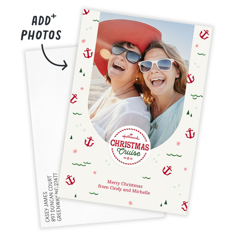 Hallmark Cruise Anchors and Waves Personalized Card Card Front indicating personalization image number 2