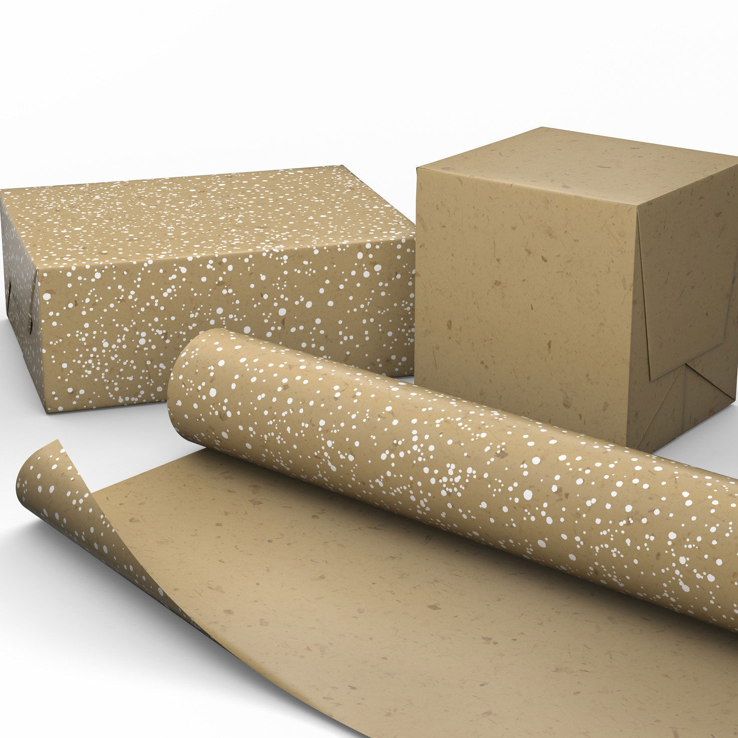 Kraft Paper Snow and Flecks 2-Sided Gift Wrap Roll Wrapped pkg image number 2