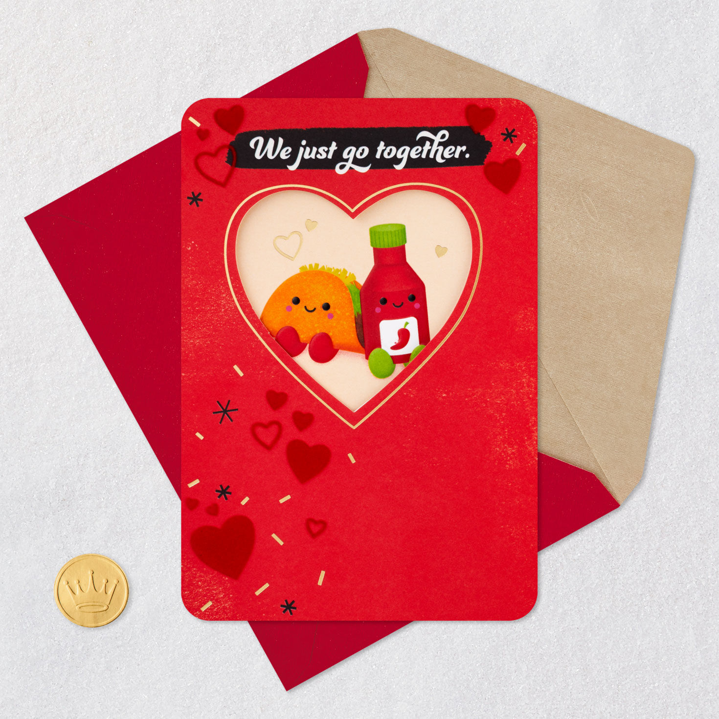 We Just Go Together Valentine's Day Card Card Front with Envelope and Gold Seal image number 6