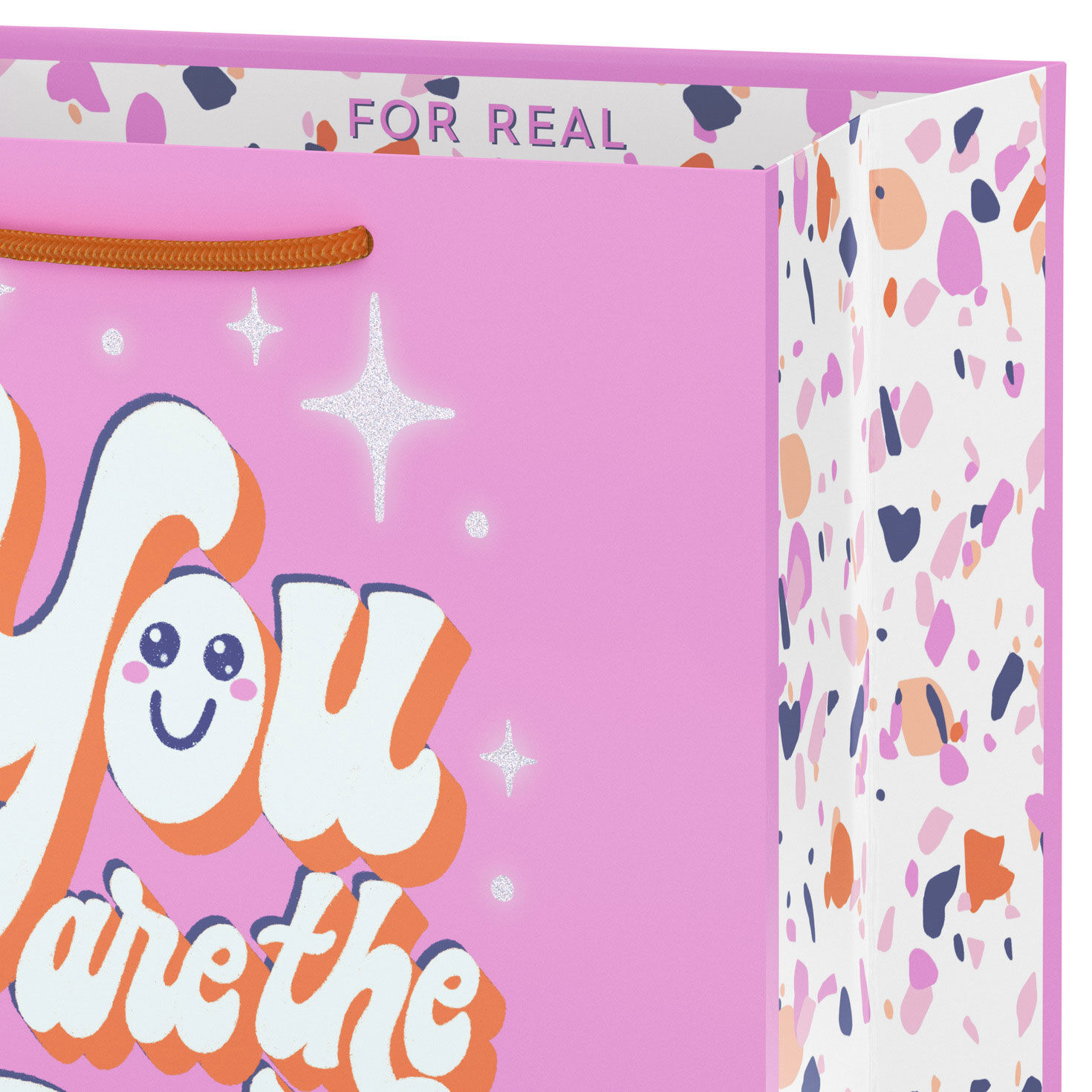 Retro Lettering Pink Medium Gift Bag Handle Detail image number 4