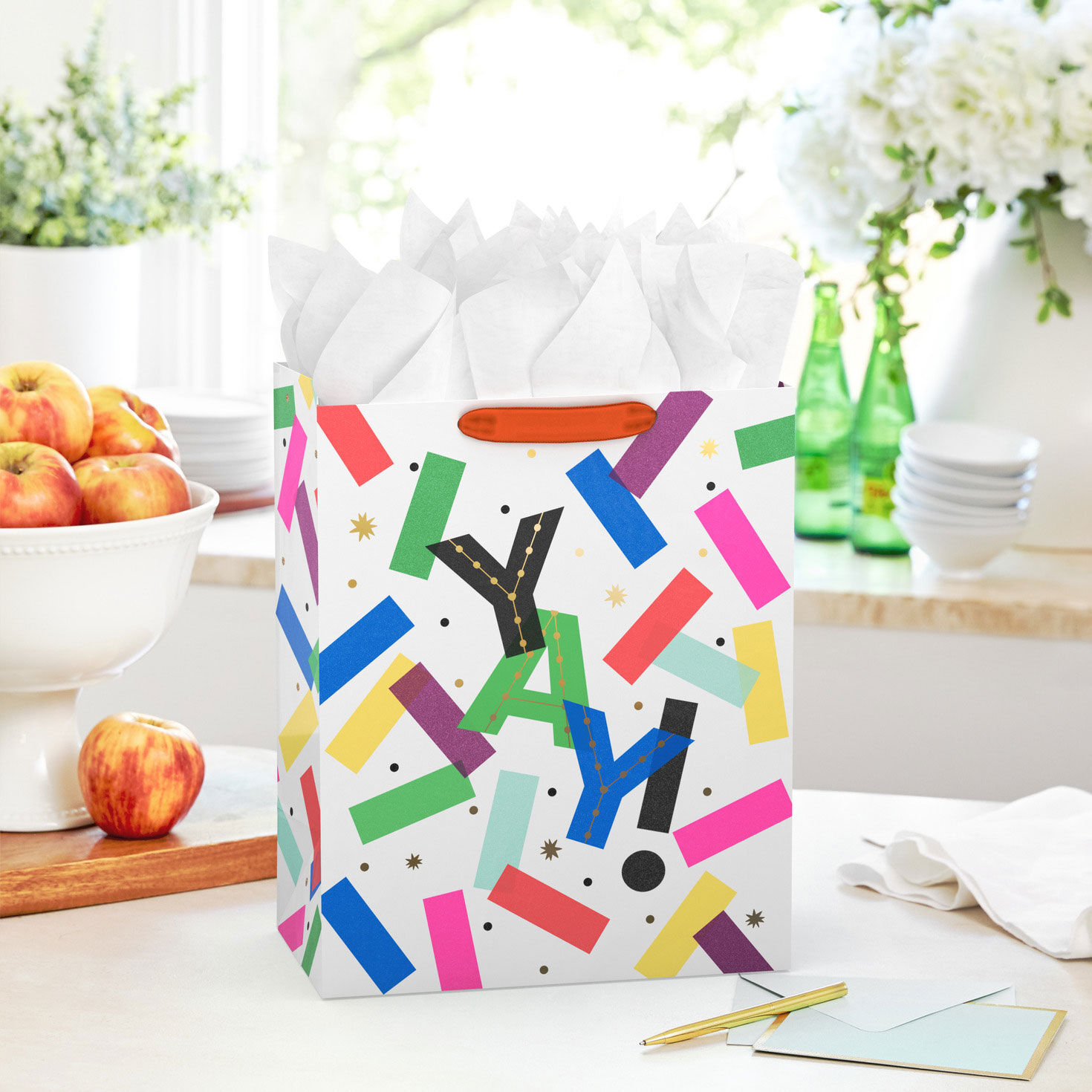 Yay Lettering With Confetti Large Gift Bag in use image number 2