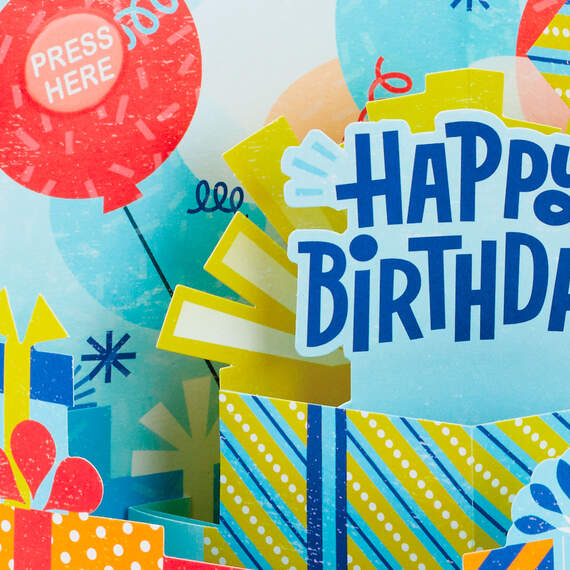 Big Presents and Balloons Musical 3D Pop-Up Birthday Card With Light, , large image number 4