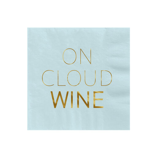 Blue "On Cloud Wine" Cocktail Napkins, Set of 16, 
