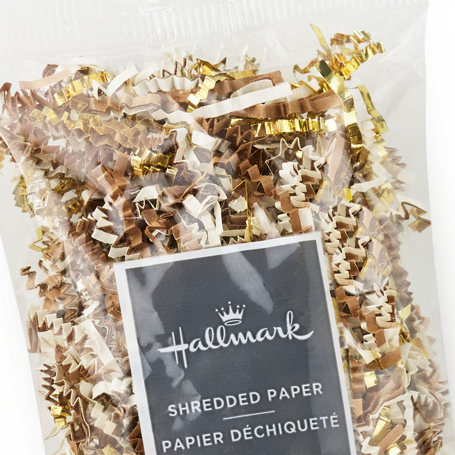 Gold, White and Kraft Holiday Shredded Paper Fill upclose view image number 5