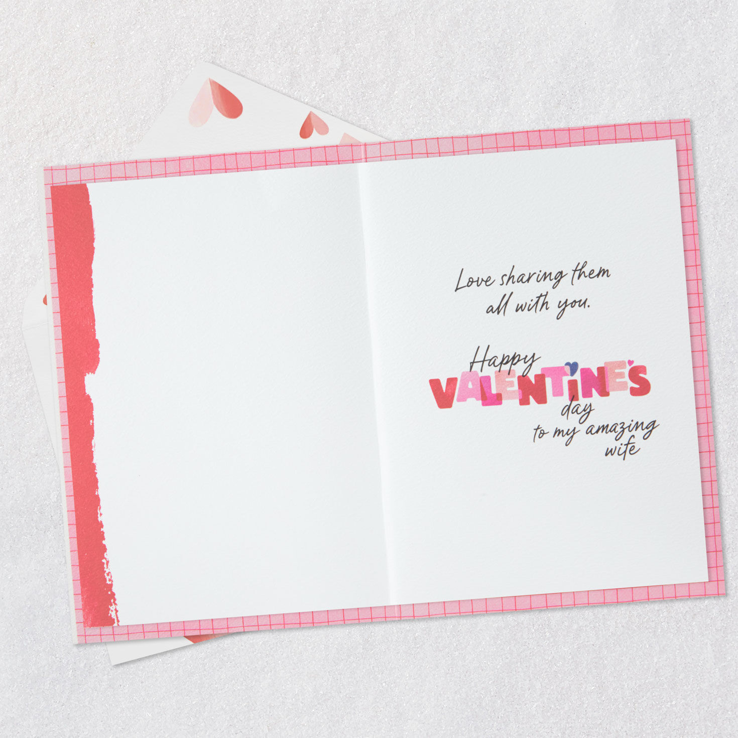 Pink Hearts Valentine's Day Card for Wife Open card with envelope image number 3