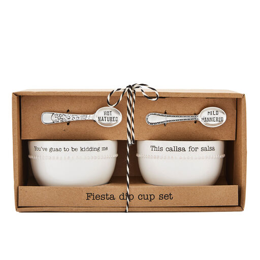 Mud Pie Fiesta Salsa & Guacamole Dip Cups With Spoons, Set of 2, 
