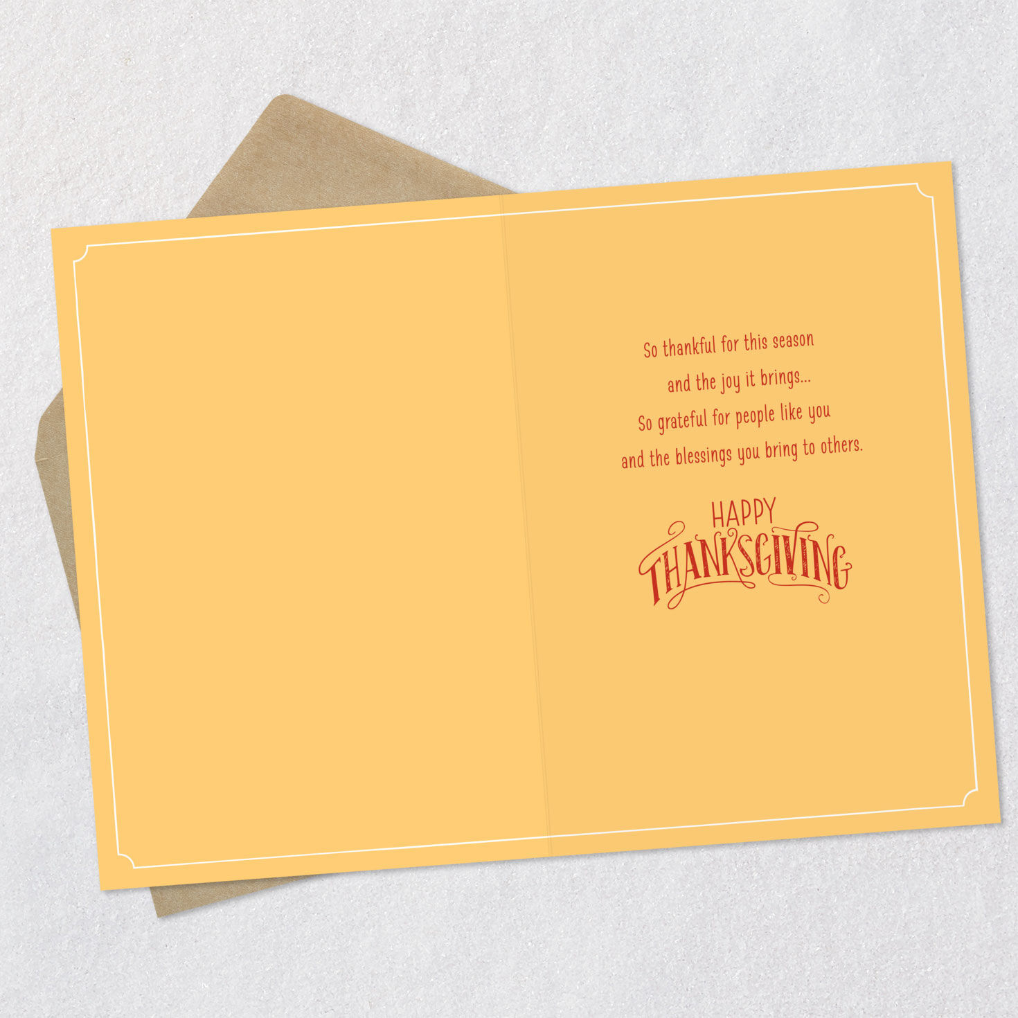Acorns and Pumpkins Vintage Thanksgiving Card Open card with envelope image number 3
